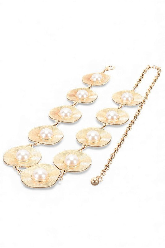 Pearl Studs Iconic Chain Belt One Size Iron The Diamond Empire LLC