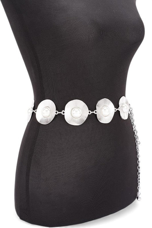 Pearl Studs Iconic Chain Belt One Size Iron The Diamond Empire LLC