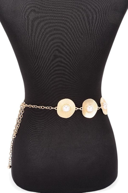 Pearl Studs Iconic Chain Belt One Size Iron The Diamond Empire LLC