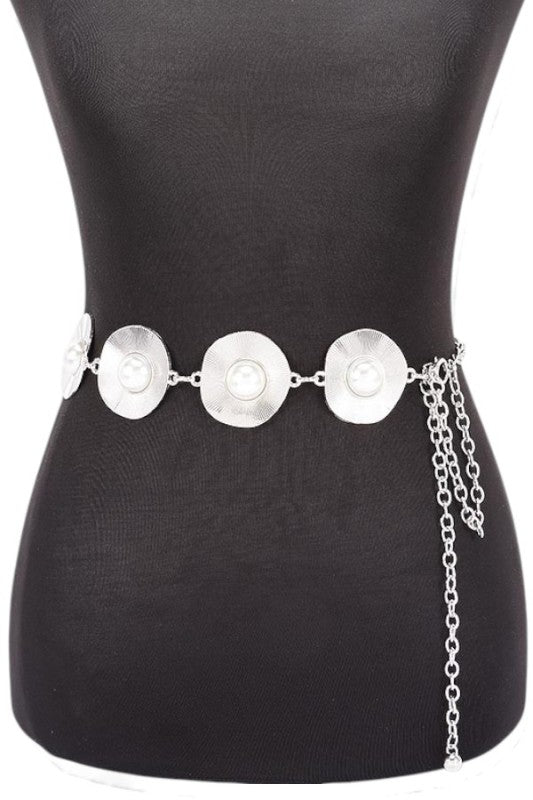 Pearl Studs Iconic Chain Belt One Size Iron The Diamond Empire LLC