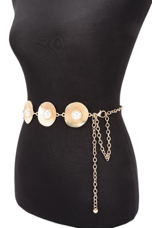 Pearl Studs Iconic Chain Belt One Size Iron The Diamond Empire LLC