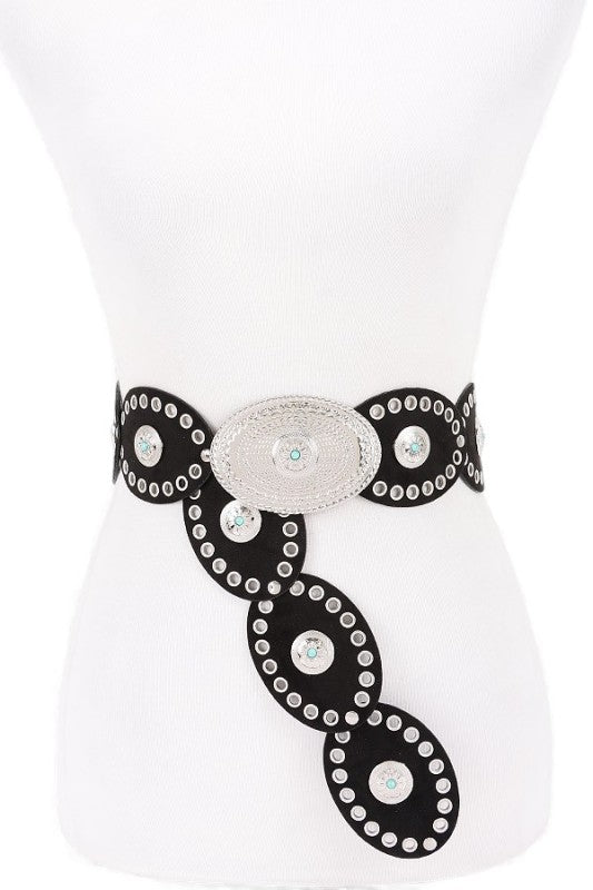 Oval Boho Sueded Disk Belt Western