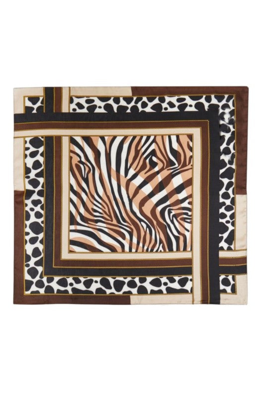 Animal Print Silky Square Scarf 27.5 x 27.5 inch Polyester