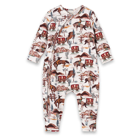 Cowboy Western Spirit Baby Boy Bamboo Zipper Romper Tesa Babe
