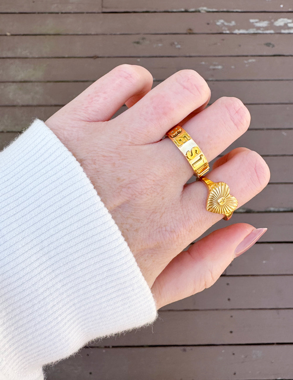 Floral Signet Ring with Natural Cotton Pouch Elevated Faith
