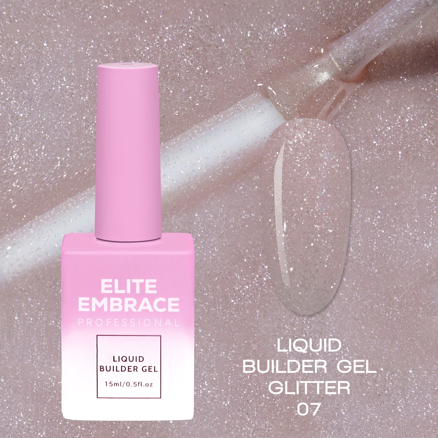 Liquid Builder Gel Glitter 07 Professional Nail Extension ELITE EMBRACE