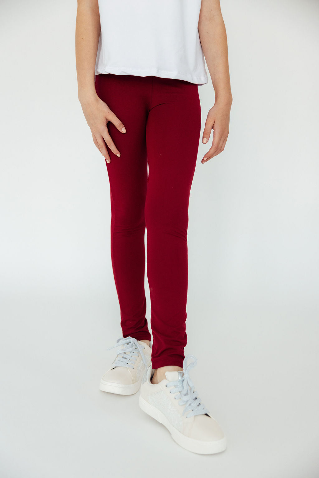Burgundy High Waisted Leggings Slim Fit Mila & Rose