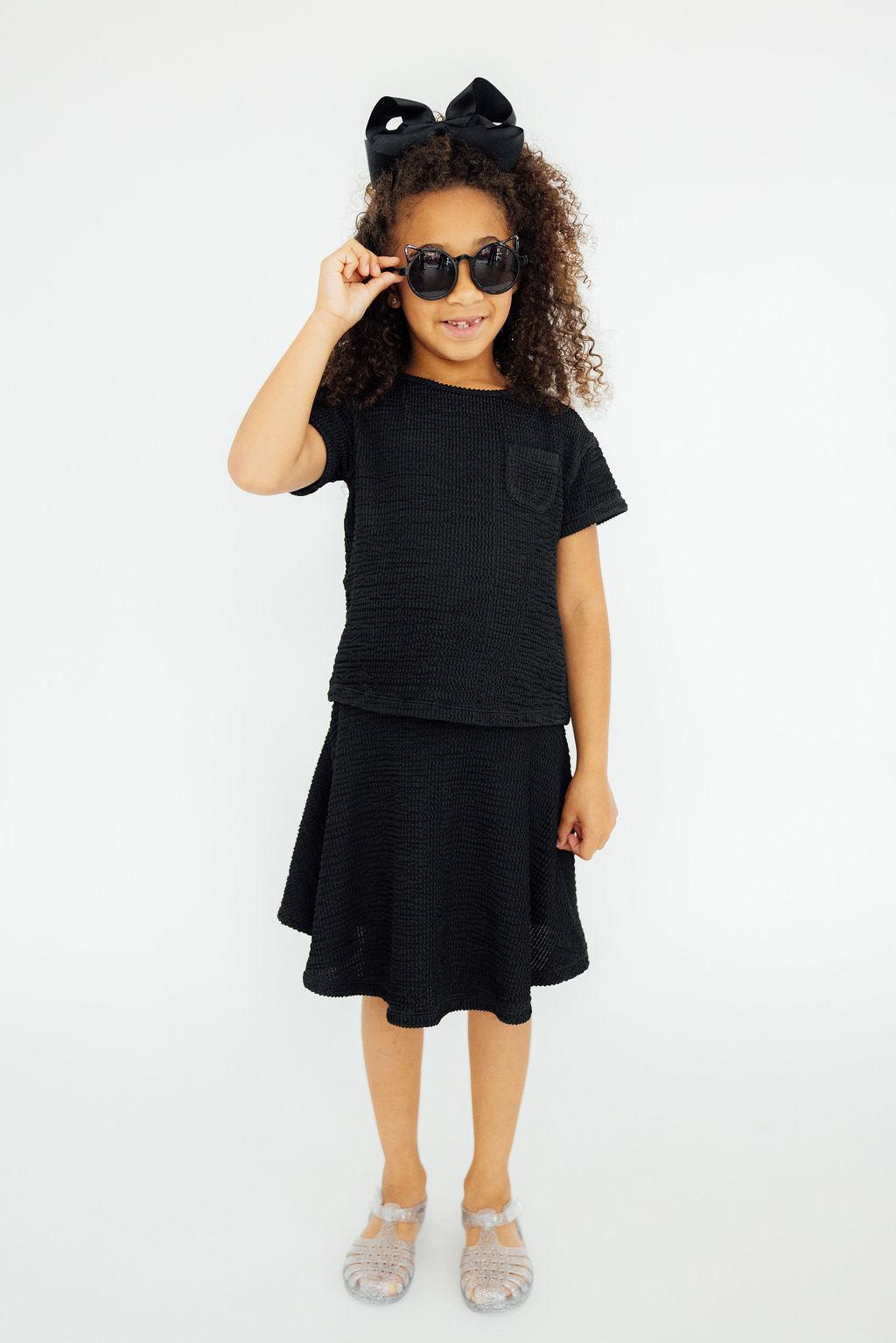Black Scrunchy Twirl Skort Attached Shorts Skort Mila & Rose