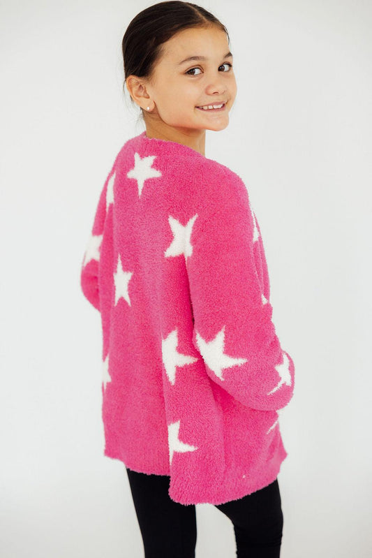Bright Pink Cozy Oversized Cardigan Mila & Rose