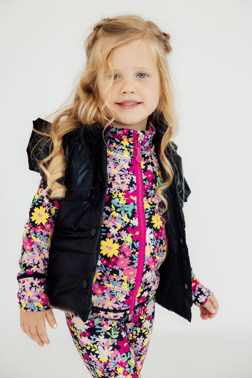Black Checker Puffer Vest Warm Insulated Vest Mila & Rose