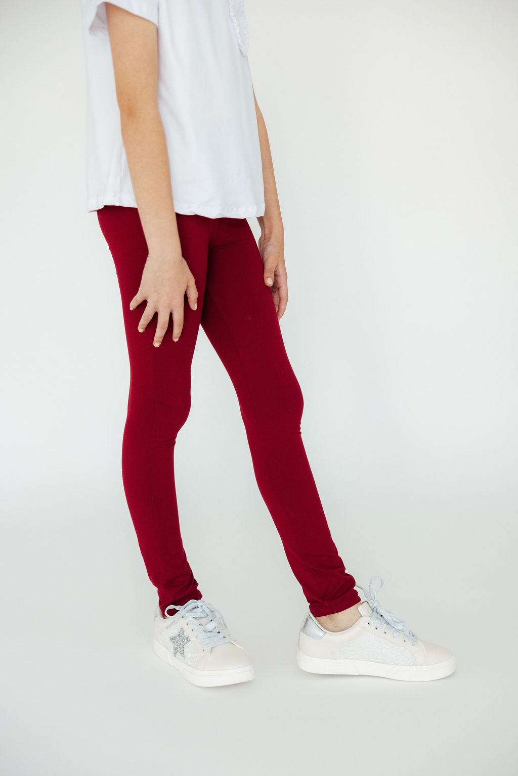 Burgundy High Waisted Leggings Slim Fit Mila & Rose