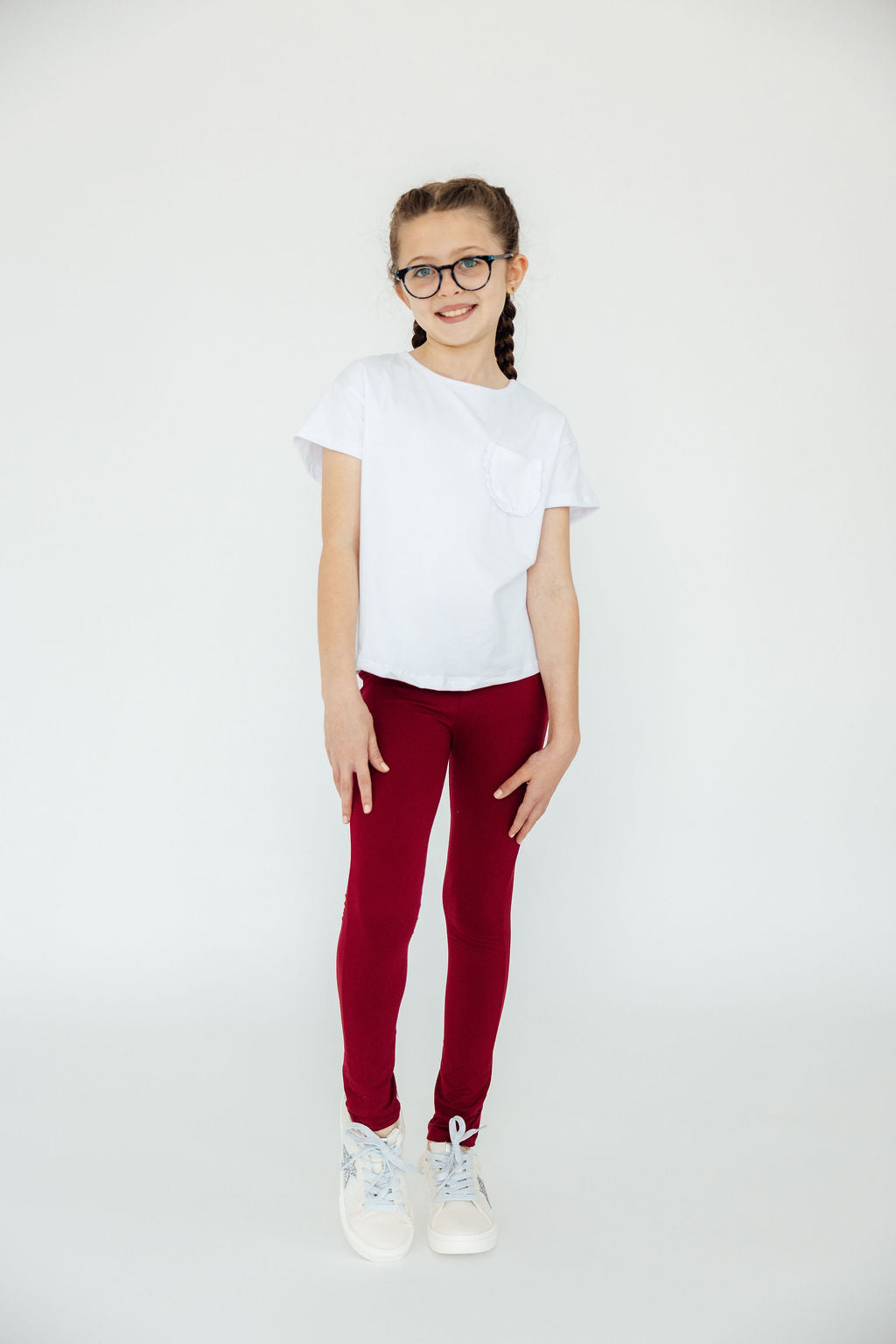 Burgundy High Waisted Leggings Slim Fit Mila & Rose