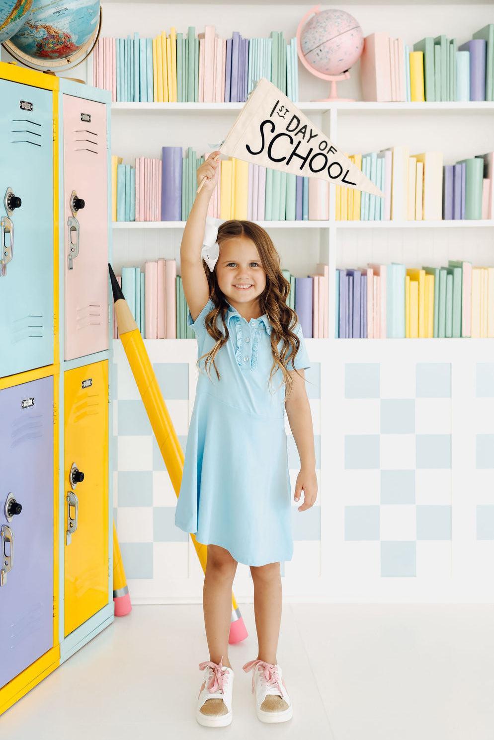 Bluebird Soft Short Sleeve Polo Dress Girls Mila & Rose