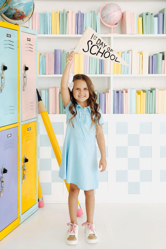 Bluebird Soft Short Sleeve Polo Dress Girls Mila & Rose