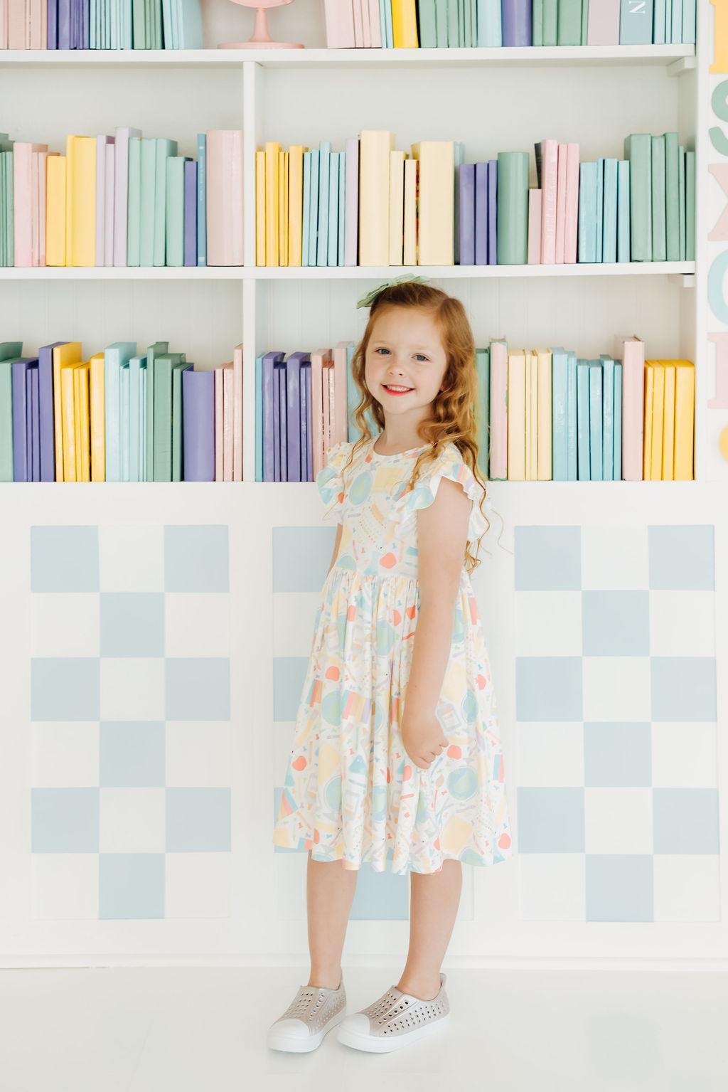 Flutter Sleeve Twirl Dress Comfortable Toddler Dress Campus Cutie