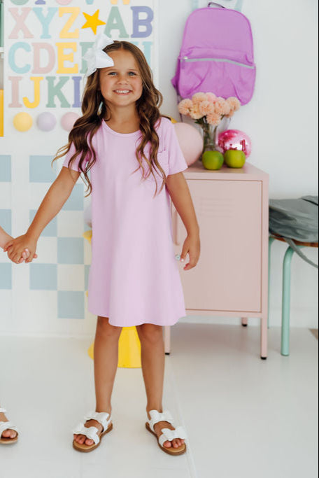 Bright Lilac Casual T-Shirt Dress Mila & Rose