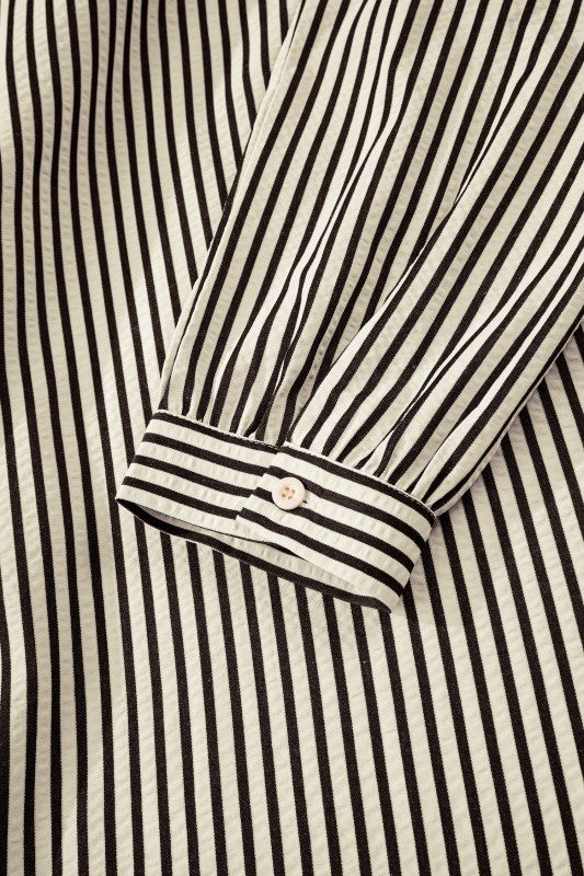 Stripe V-Neck Zip Front Midi Dress