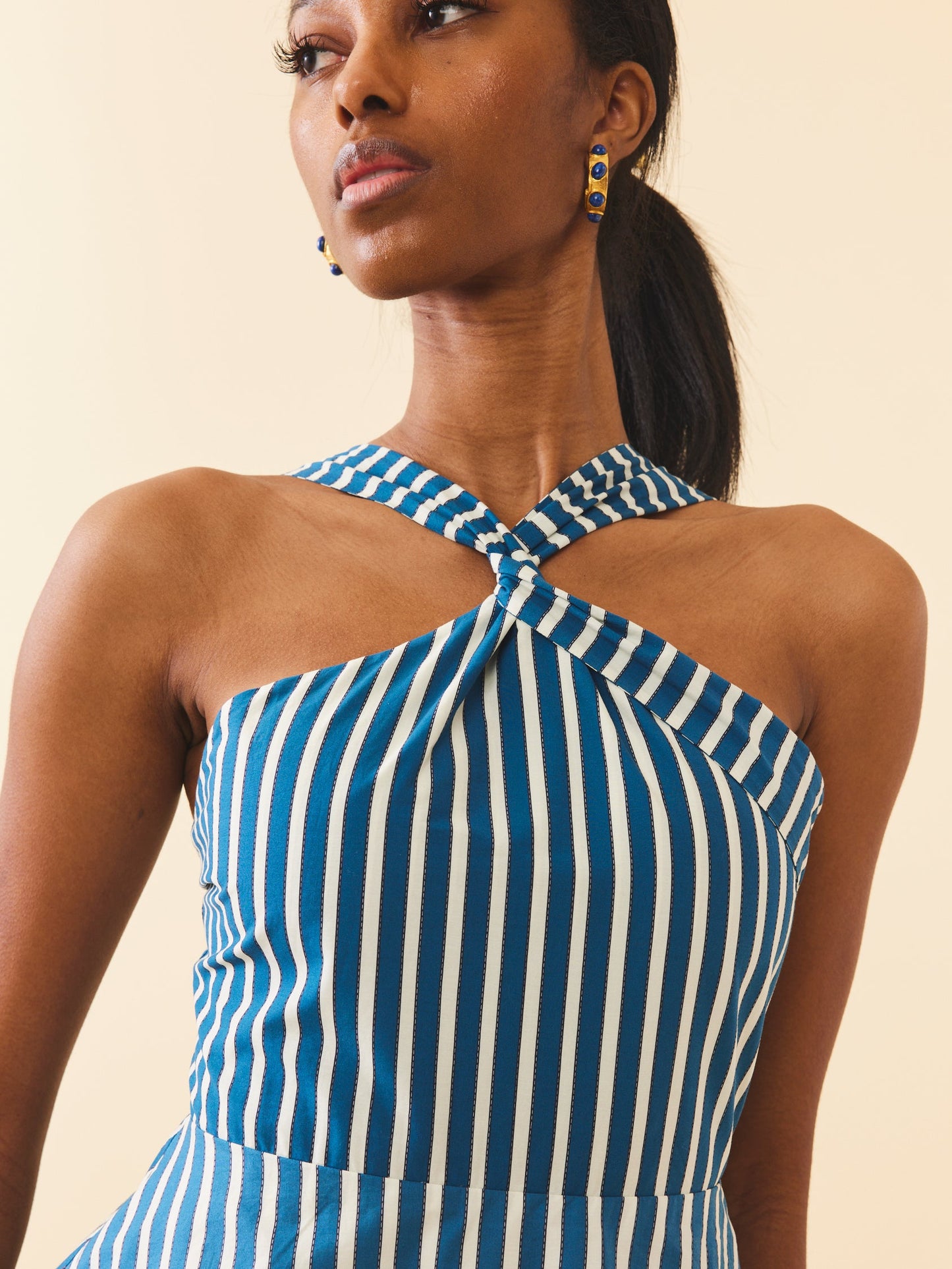 Cotton Linen Cross-Tie Maxi Dress Emma Dress