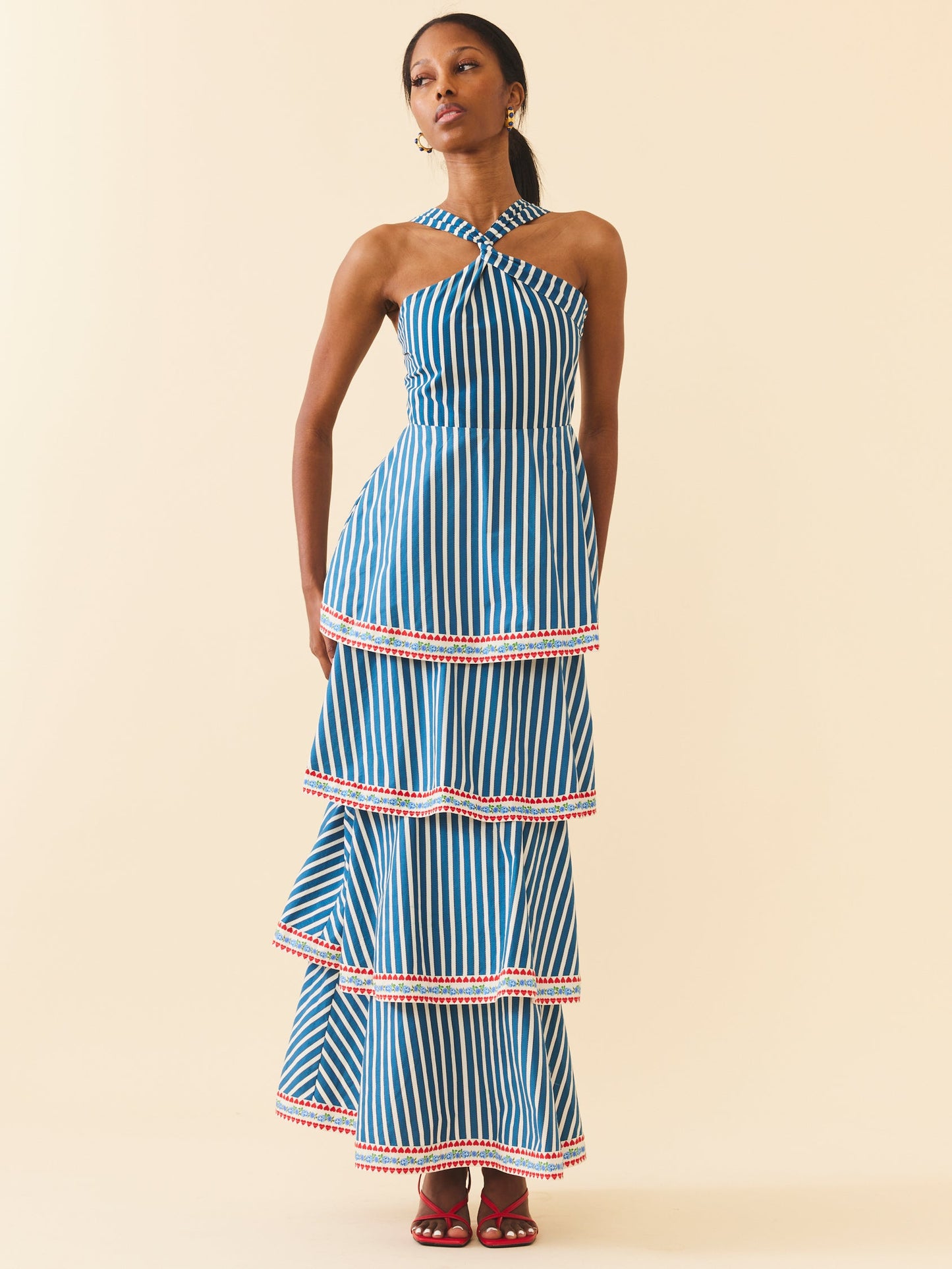 Cotton Linen Cross-Tie Maxi Dress Emma Dress