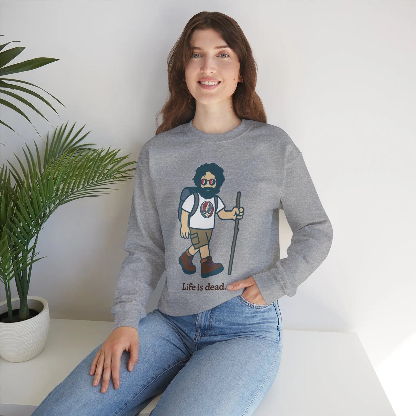 Life is dead. Crewneck Sweatshirt Unisex Heavy Blend Hikin' Jerry