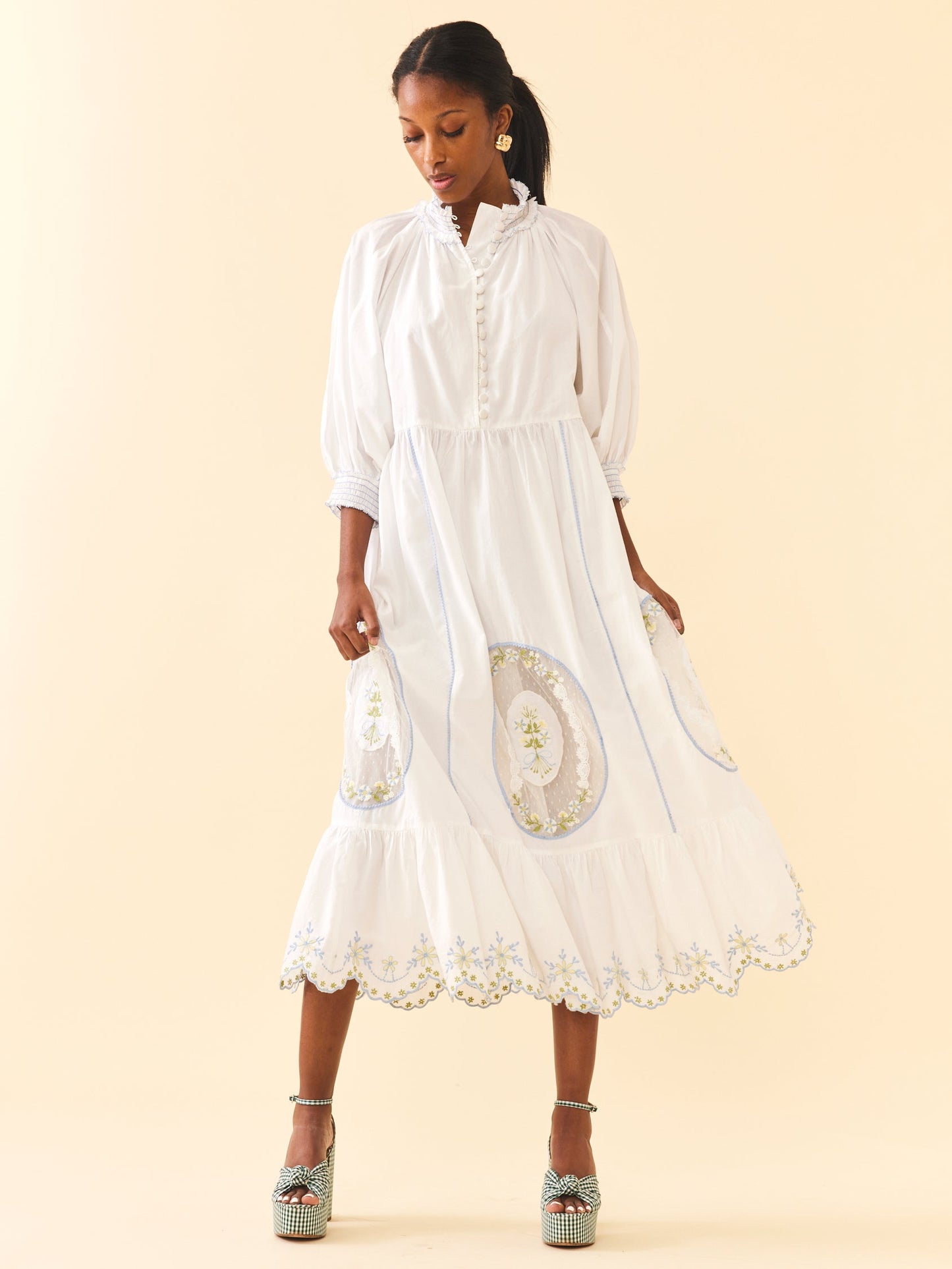 Cotton Sheer Lace Maxi Dress Eliza