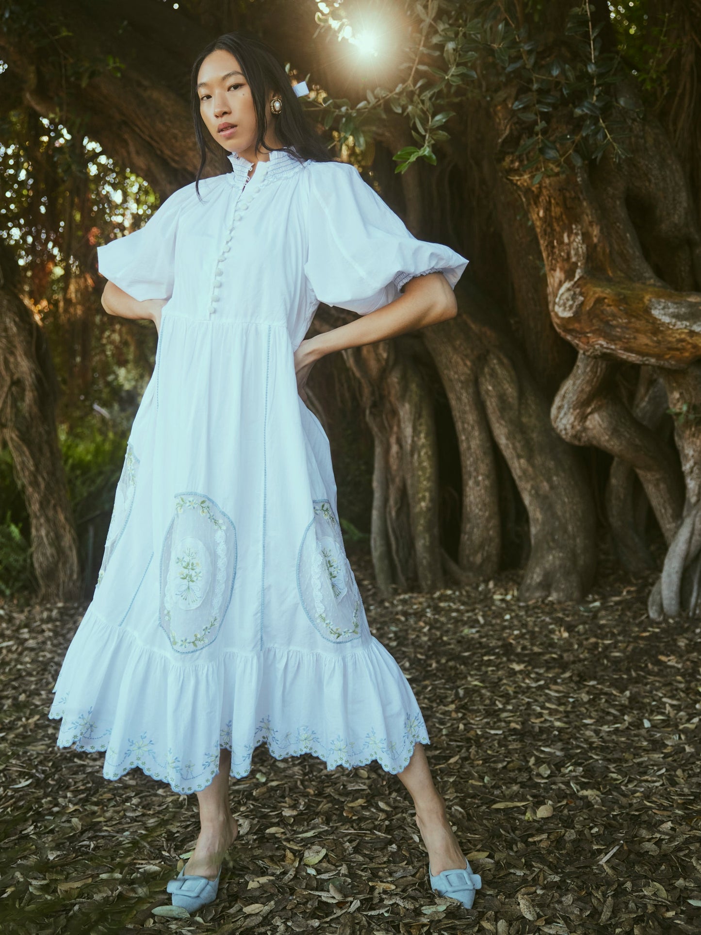 Cotton Sheer Lace Maxi Dress Eliza