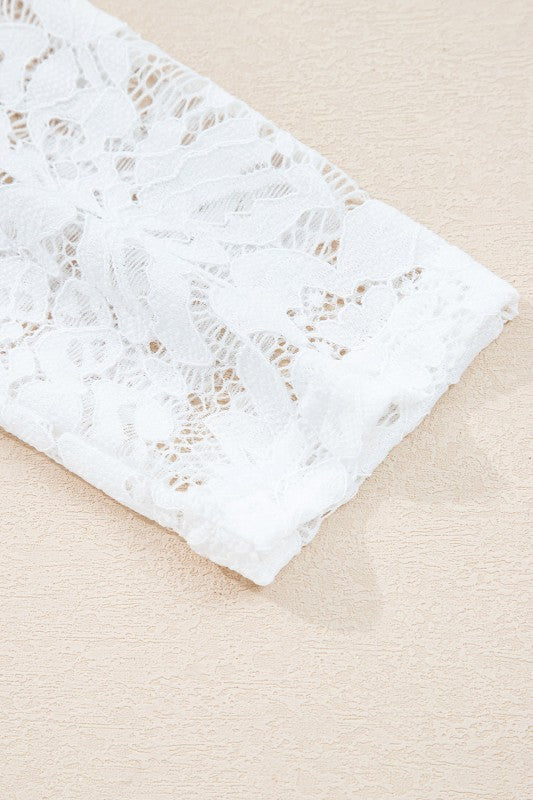 Lace Insert Long Sleeve Drop Shoulder Tee