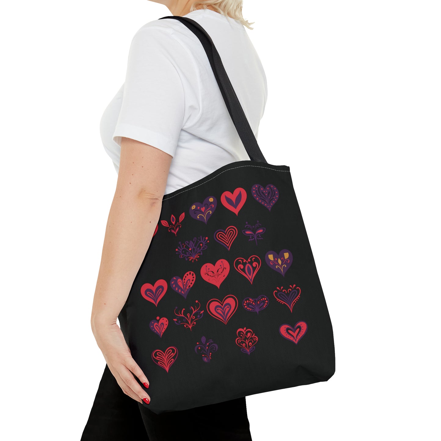 Valentine's black Tote Bag (AOP)