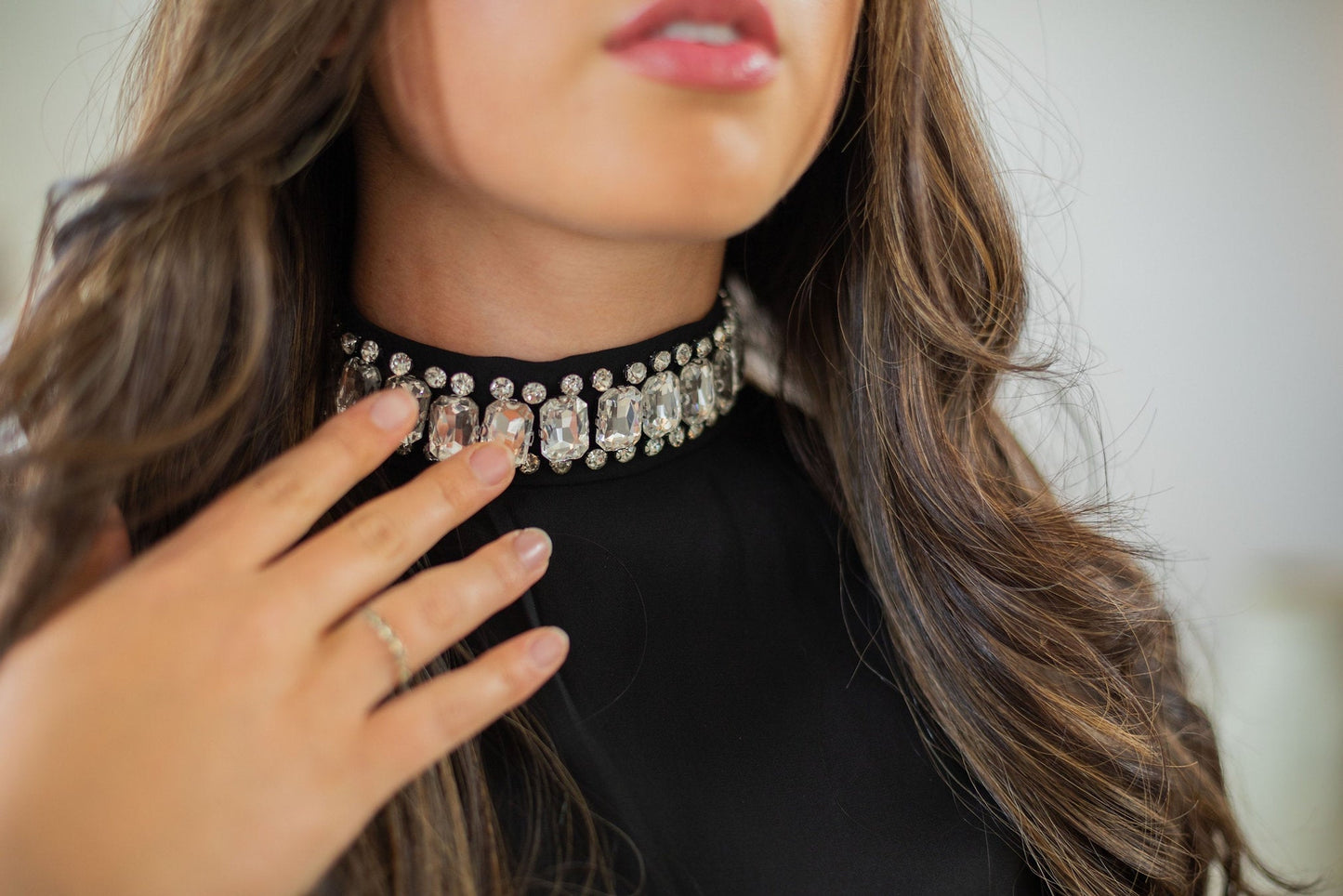 Black Jeweled Collar Gown Dori Sway