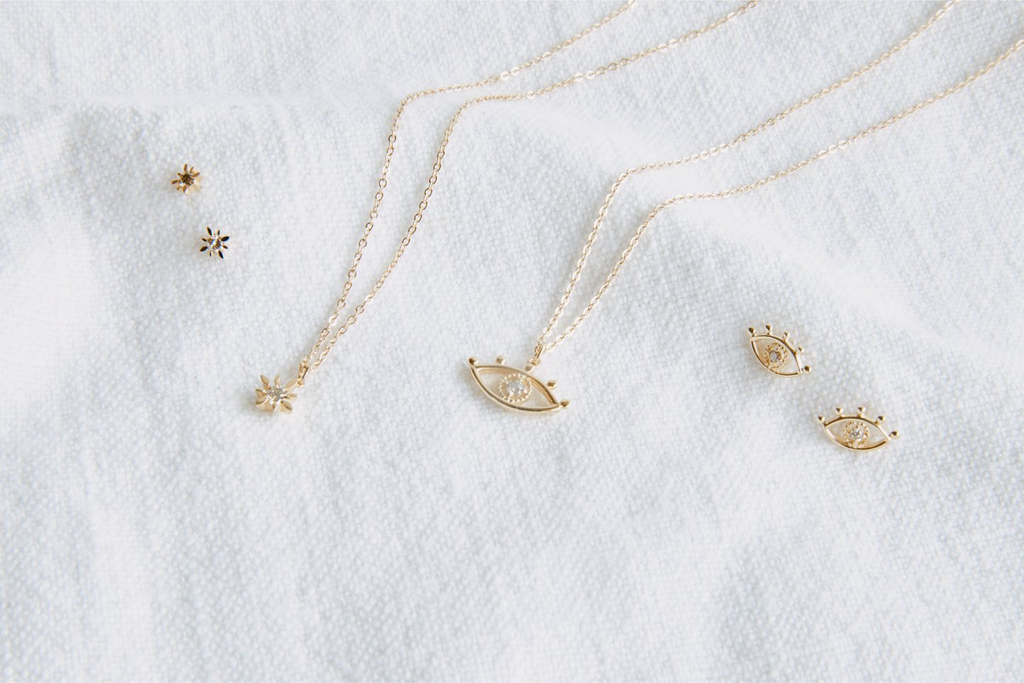 Compass Star 6mm Geneva Necklace 14k Yellow or White Gold Set & Stones