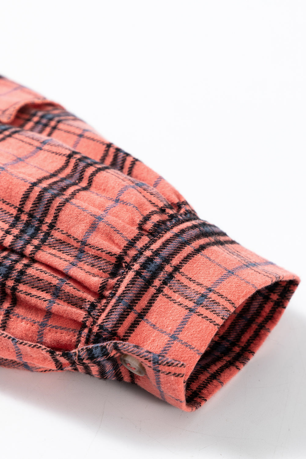 Red Plaid Distressed Hem Long Sleeve Shirt Shacket