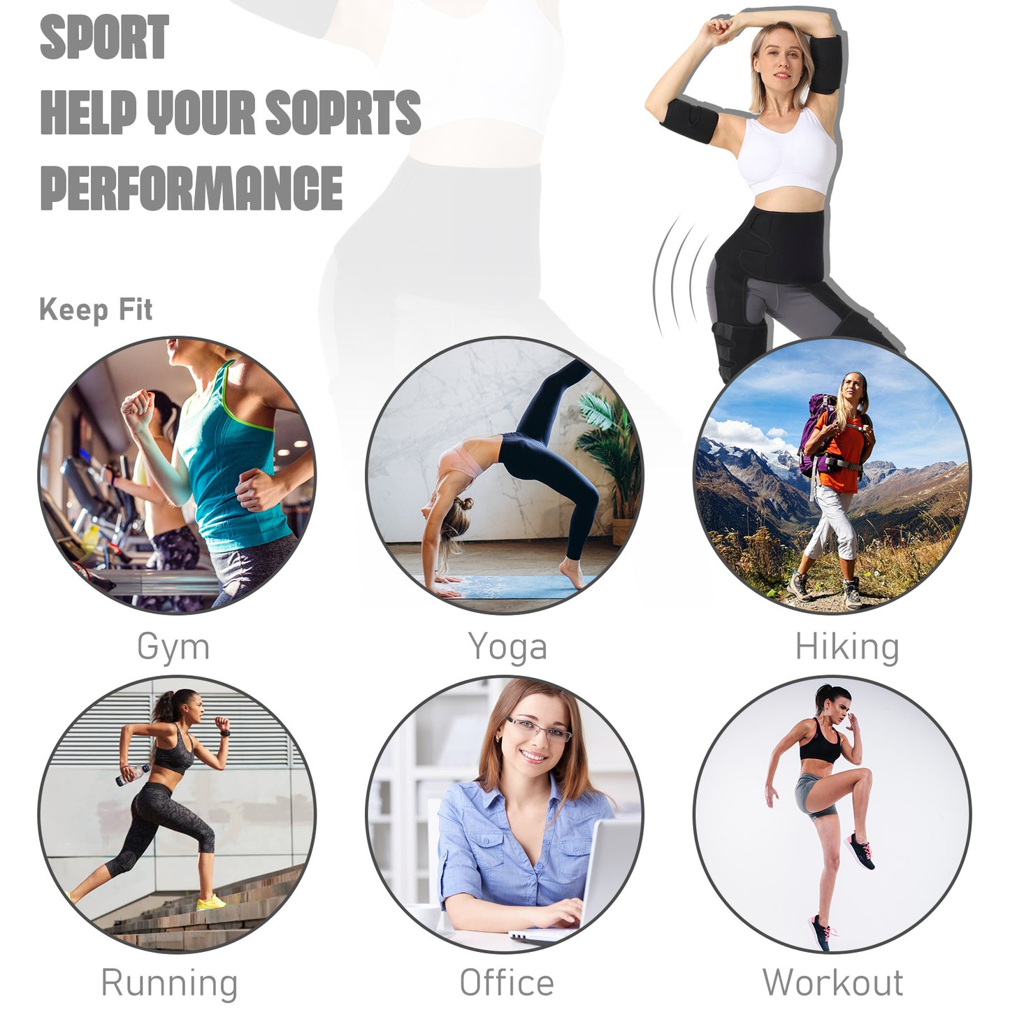 Fitness Belt Spandex Waist Belt Arm Belt Thigh Belt Shaping Waist Training Sports and Fitness