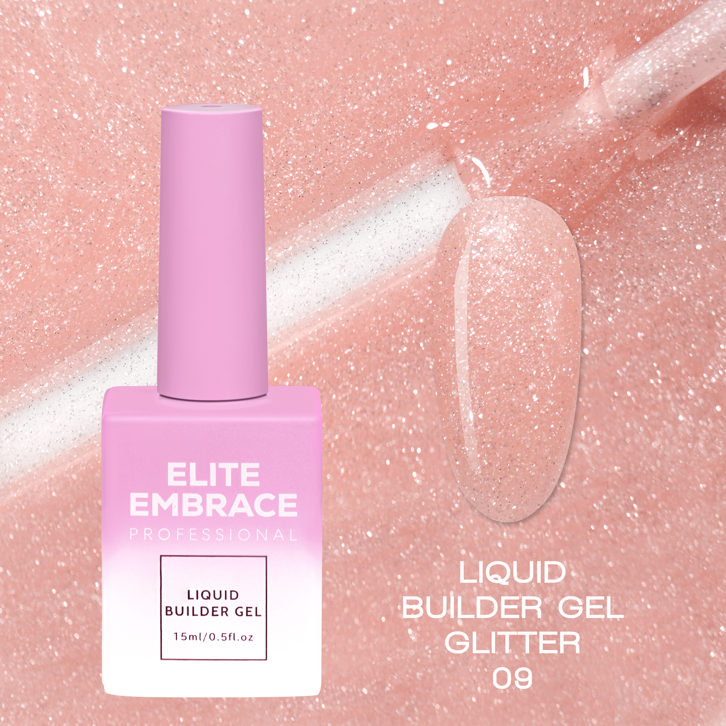 Liquid Builder Gel Glitter 09 Hard Nail Extension Gel ELITE EMBRACE