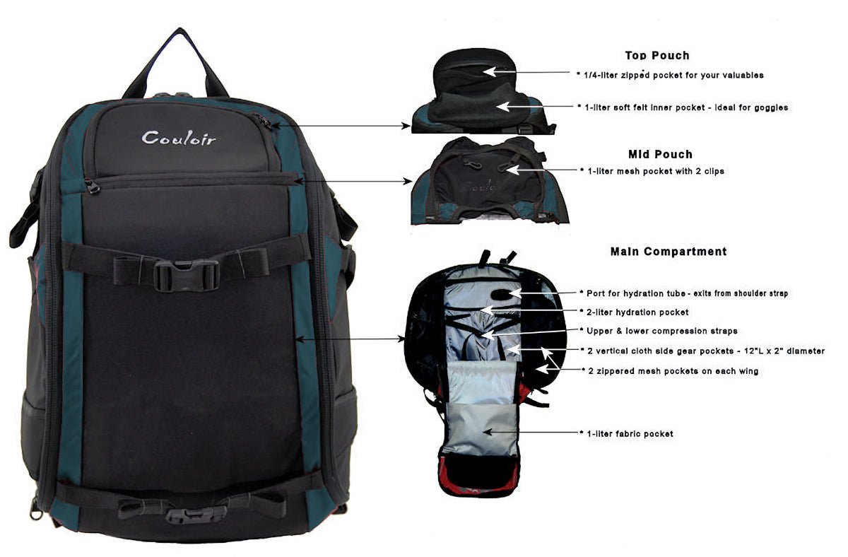 27 or 32 Liter Glide Lightweight Ski Pack Couloir
