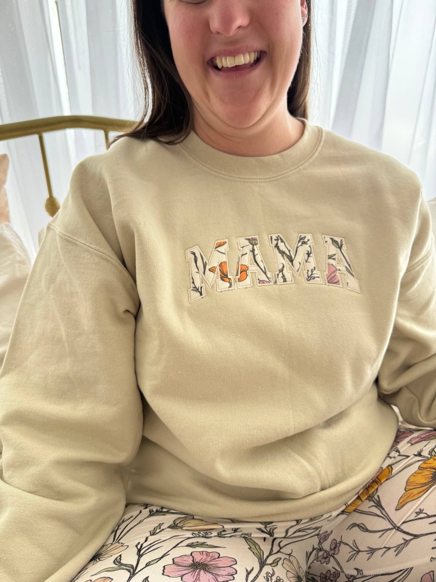 Wild Poppies Embroidered Mama Crewneck