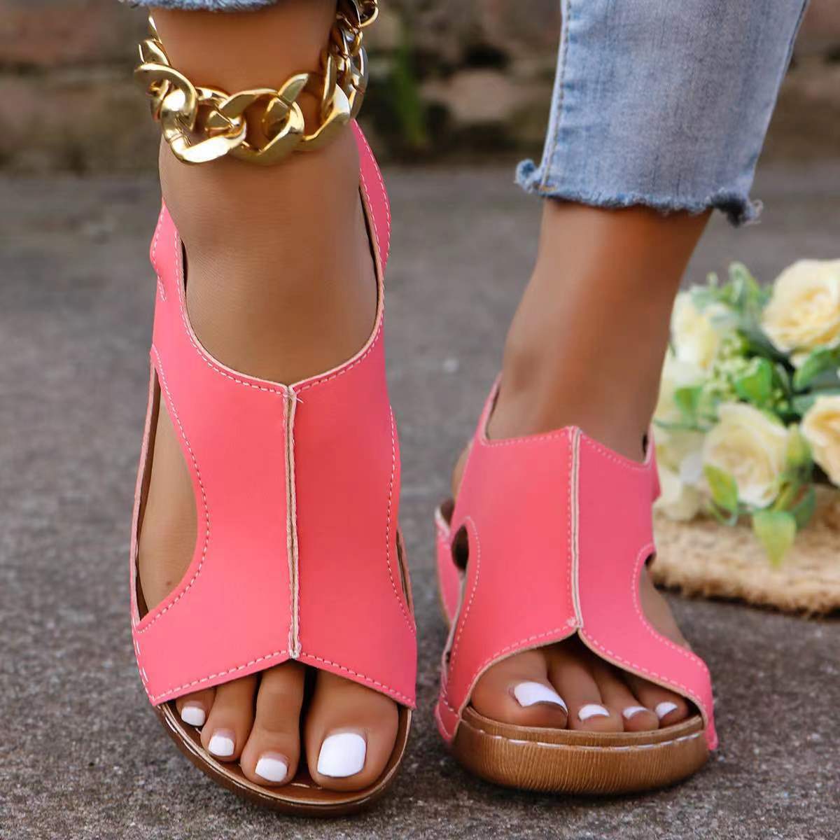 Elastic-Band Fish-Mouth Casual Wedges Women’s Summer Sandals