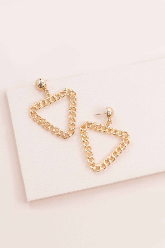 Triangle Chain Link Gold Plated Hoop Earrings The Diamond Empire LLC