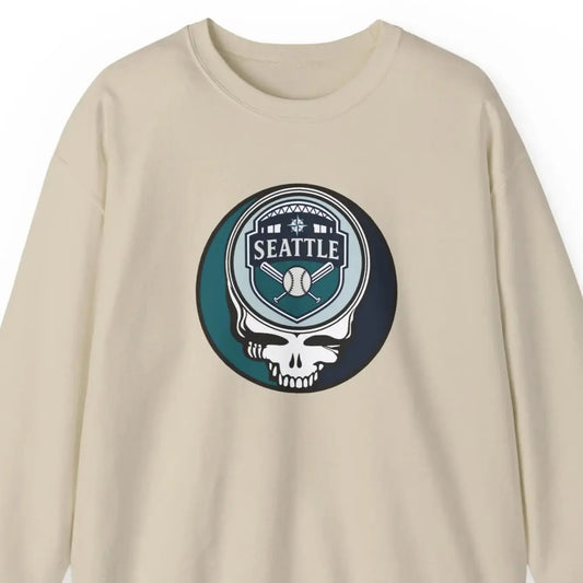 Grateful Dead Stealie Unisex Heavy Blend Crewneck Sweatshirt The Ballpark Collection Seattle Baseball Edition MLB