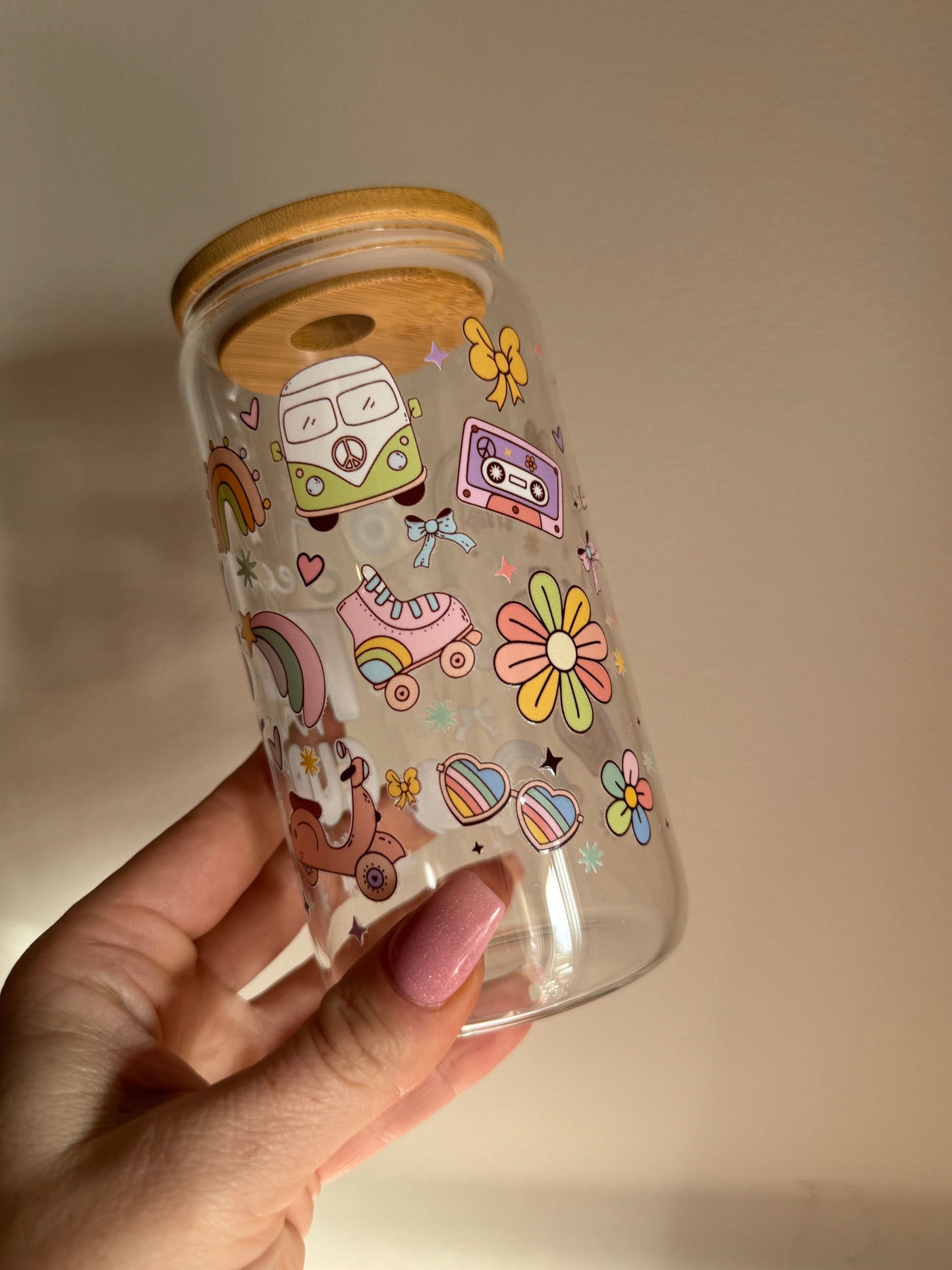 Jesus Fills My Cup Faith Inspired 16oz Glass Cup Sawdust and Cedar