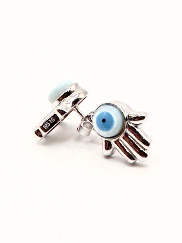 Hamsa Evil Eye Stud Earrings Sterling Silver Jewelry Koch La Ni