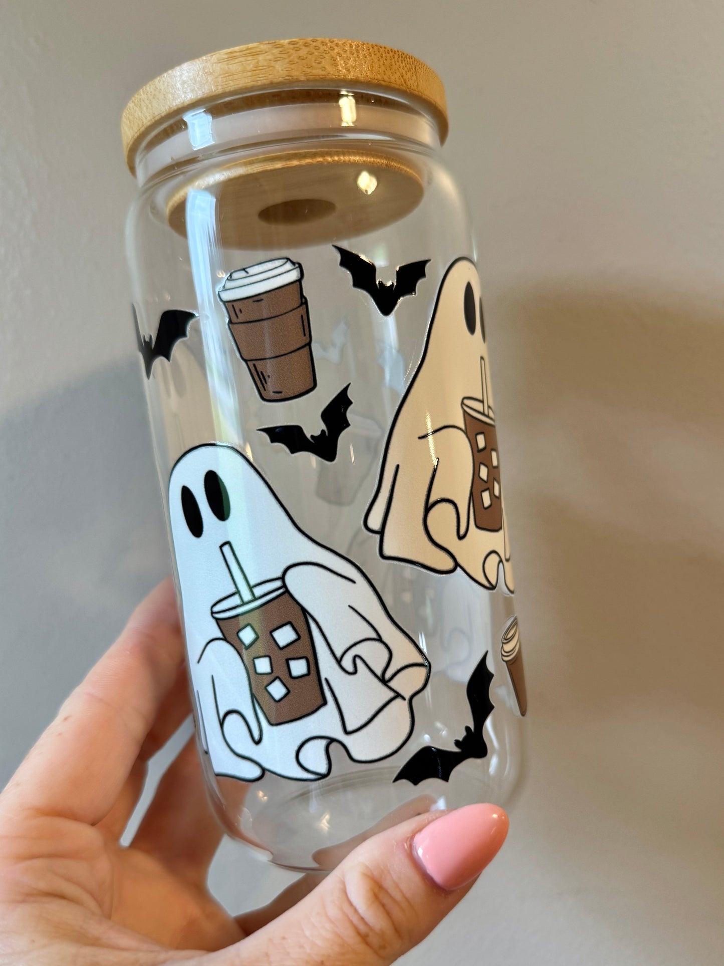 Halloween Coffee Lover Ghost and Coffee Cup Design Boos and Brews