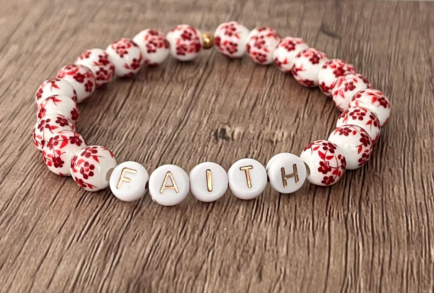 Bead Bracelet Floral Ceramic Faith Love Set