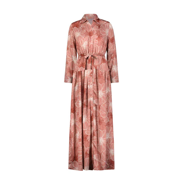 Floral Peachy-Pink Maxi Dress with Pockets Adina LV
