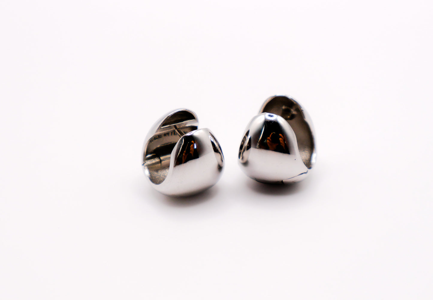 Silver Peanut-Shaped Earrings Italian Sterling Silver