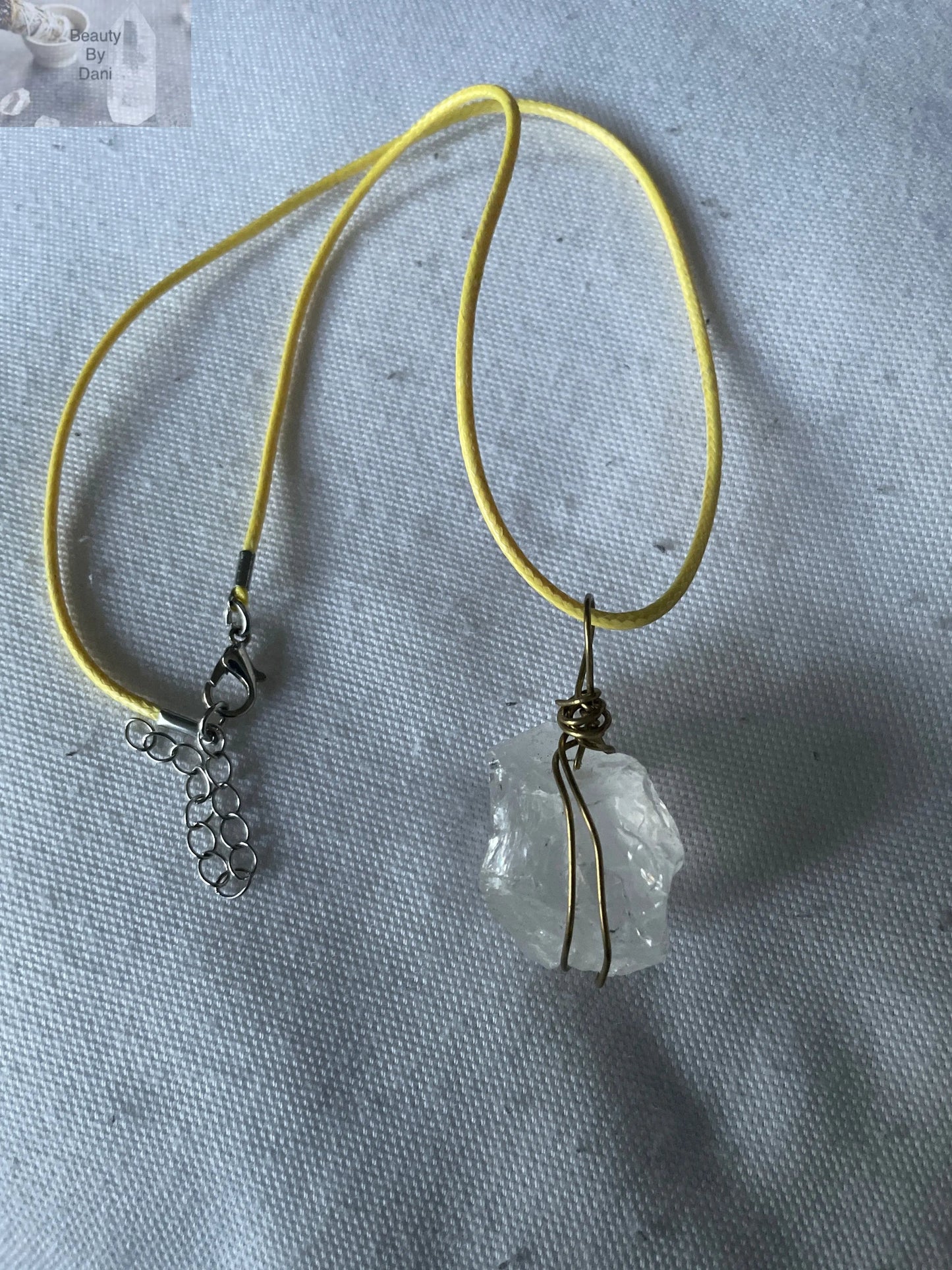 Gold Wrapped Clear Quartz Necklace