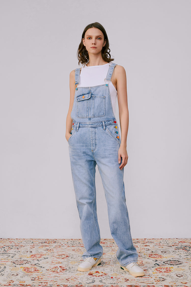 Mid-weight Denim High-rise Overalls Just For Fun HJ101