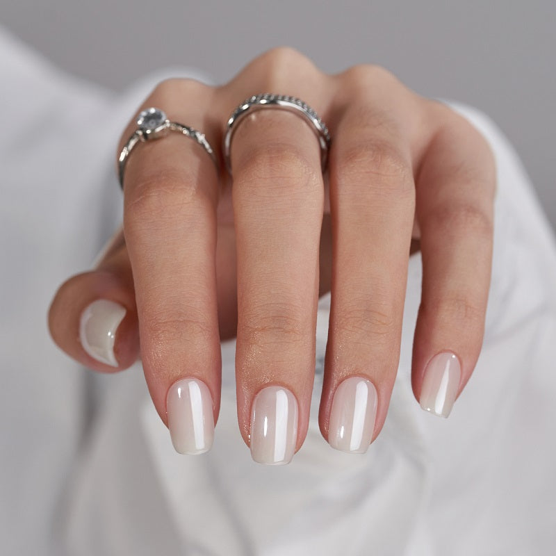 Classic Pearl White Short Square Press On Nails Nail Pop Studio