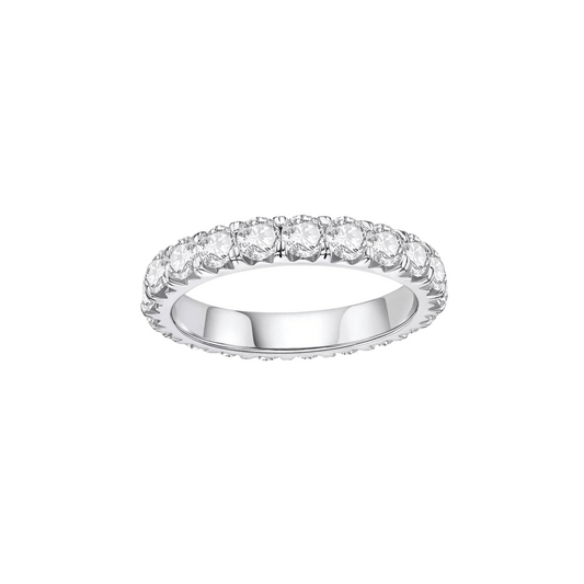 3mm Round Cut Moissanite Fishtail Set Eternity Band