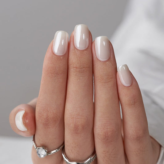 Classic Pearl White Short Square Press On Nails Nail Pop Studio