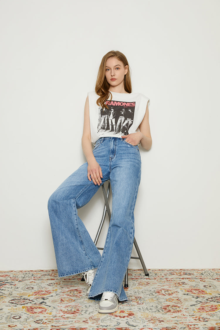 Melissa Slouch Boot High-Rise Wide-Leg Denim Jeans